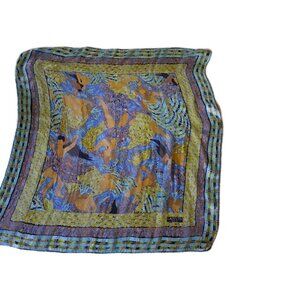 Vintage Lanvin Paris Figural 100 % Silk Scarf